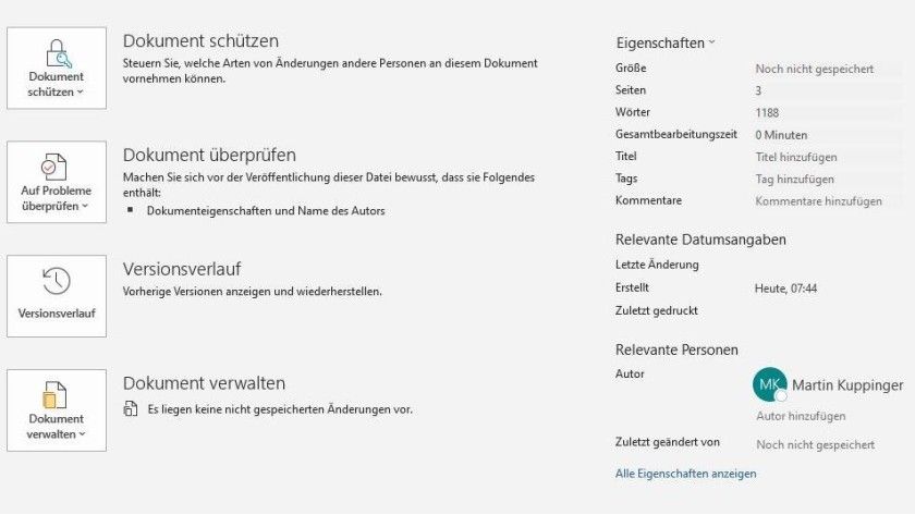 Abb.3: Microsoft Office 365 bietet standardmäßig umfassende Optionen für einen erweiterten Schutz von sensitiven Dokumenten.