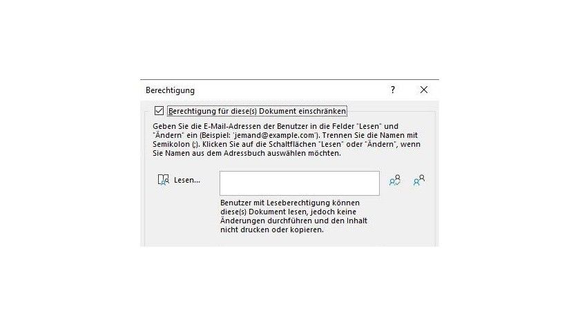 Abb.4: Der Schreib- und Lesezugriff lässt sich pro Benutzer oder Benutzergruppe für jedes Dokument in Microsoft Office 365 steuern.
